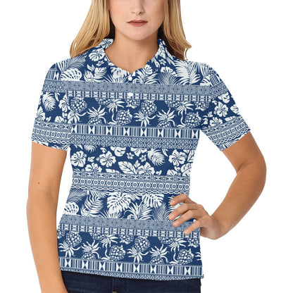 Hawaiian Themed Pattern Print Design H020 Women's Polo Shirt