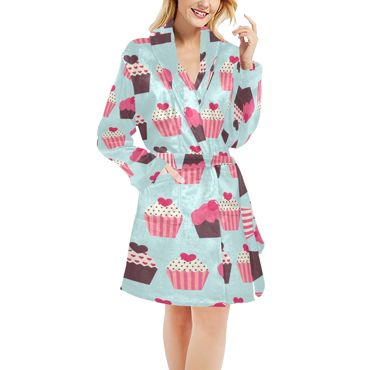 CupCake Print Pattern Women's Fleece Robe