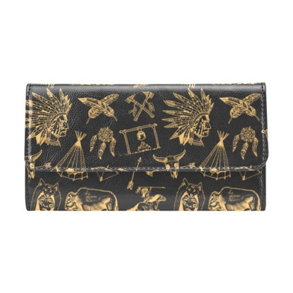 American indian Gold Style Women's Trifold Wallet