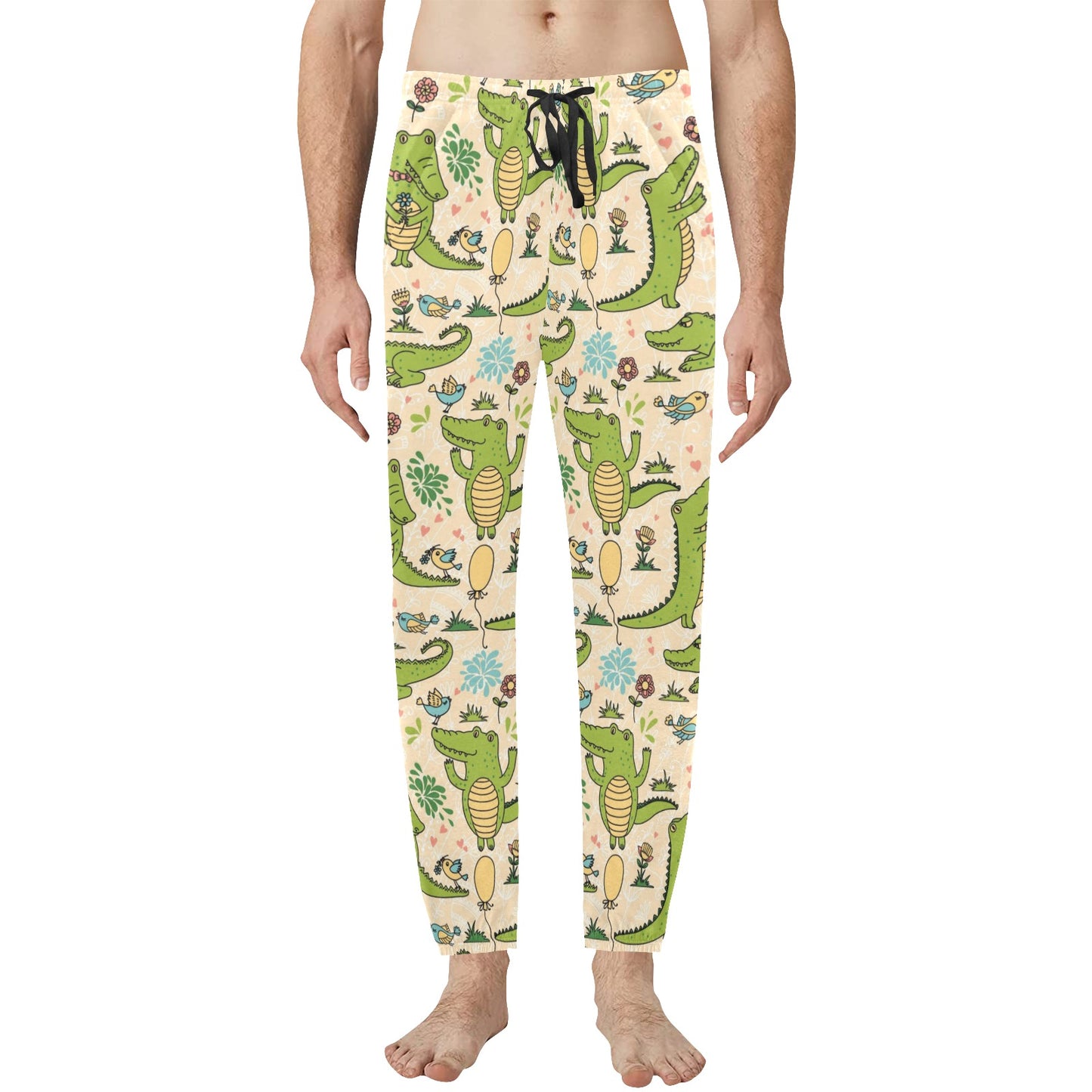 Alligator Pattern Print Design 01 Men's Jogger Pajamas Pants