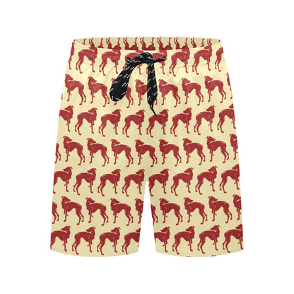 Whippets Print Design LKS301 Men's Swim Trunks Beach Shorts