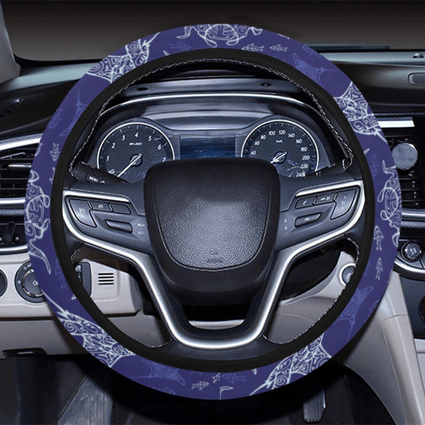 Manta Ray Print Design LKS401 Steering Wheel Cover with Elastic Edge