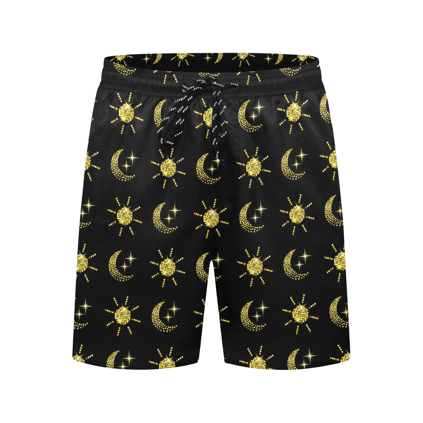 Sun Moon Print Design LKS304 Men's Swim Trunks Beach Shorts