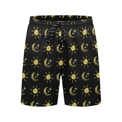 Sun Moon Print Design LKS304 Men's Swim Trunks Beach Shorts