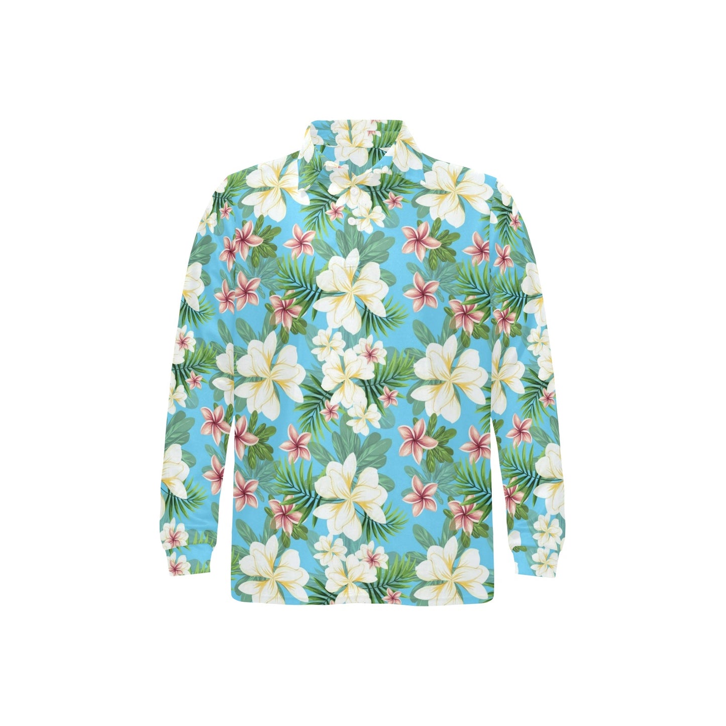 Plumeria Pattern Print Design PM028 Long Sleeve Polo Shirt For Men's