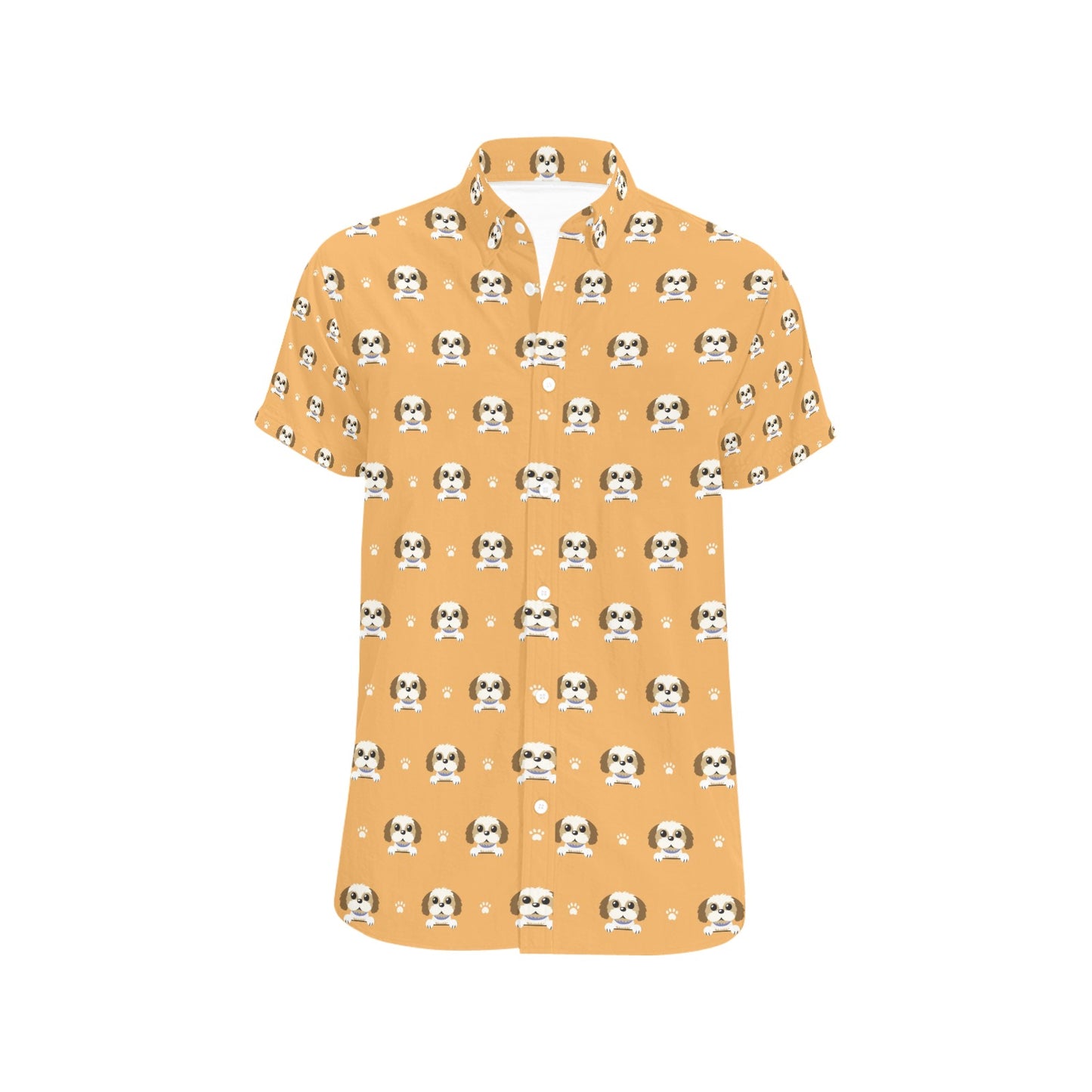Shih Tzu Print Design LKS303 Men Short Sleeve Button Up Shirt