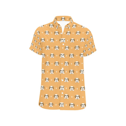 Shih Tzu Print Design LKS303 Men Short Sleeve Button Up Shirt