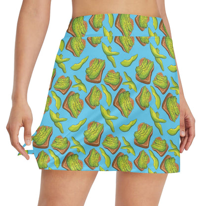 Sandwich Avocado Print Design LKS306 17" Golf & Pickleball Skort with Pockets