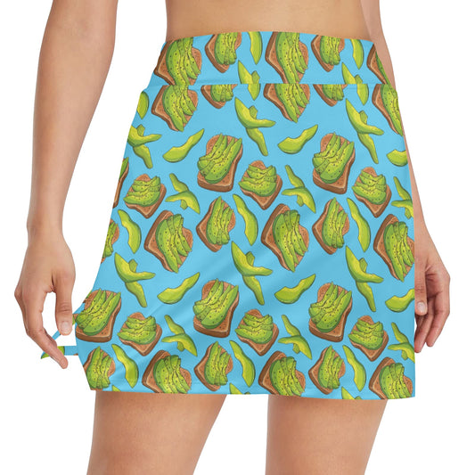 Sandwich Avocado Print Design LKS306 17" Golf & Pickleball Skort with Pockets