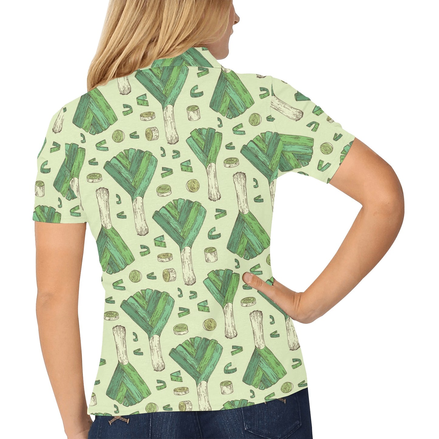 Leek Pattern Print Design 04 Women's Polo Shirt