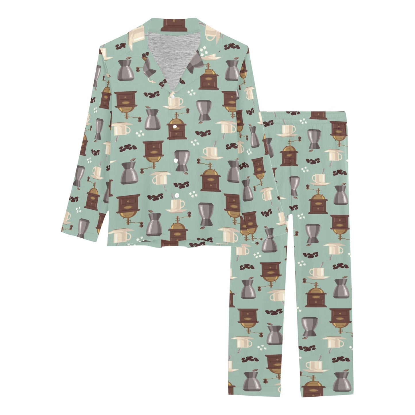 Coffee Pattern Print Design 04 Women's Long Pajama Set
