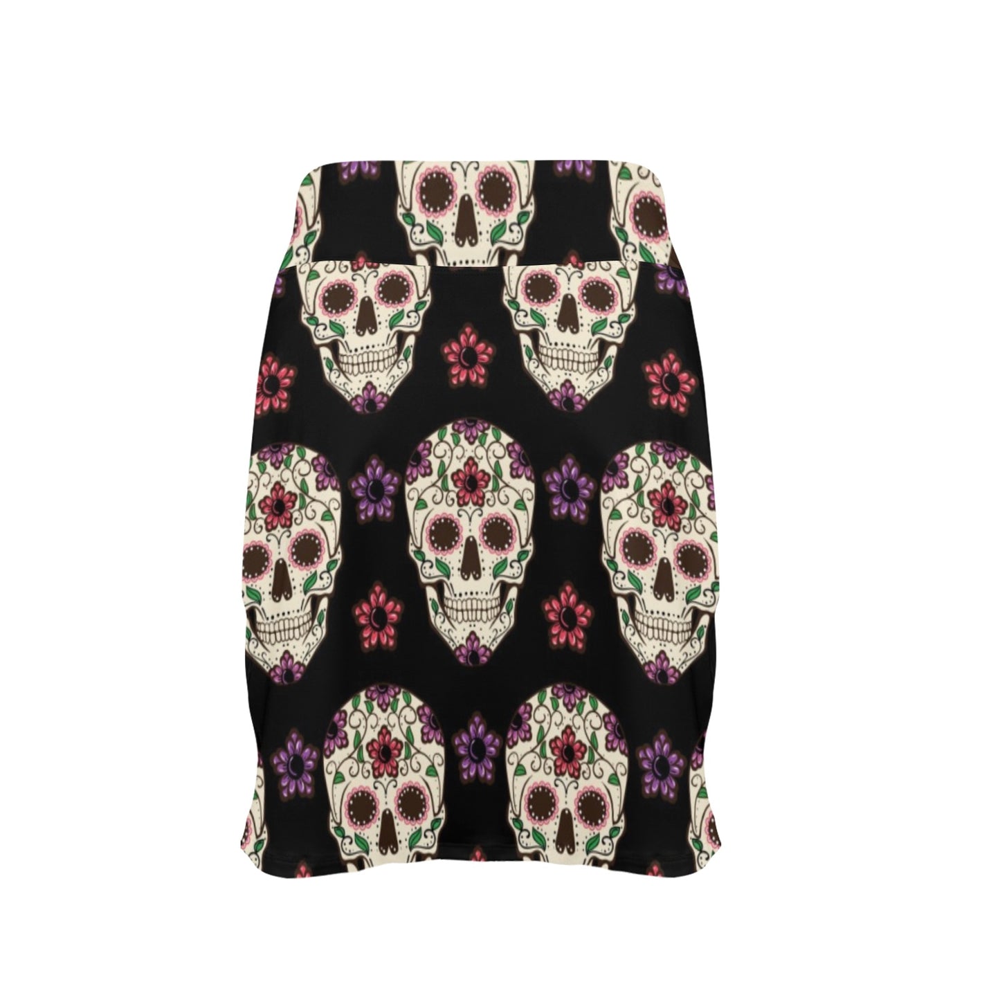 Sugar Skull Print Design LKS304 17" Golf & Pickleball Skort with Pockets