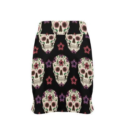 Sugar Skull Print Design LKS304 17" Golf & Pickleball Skort with Pockets