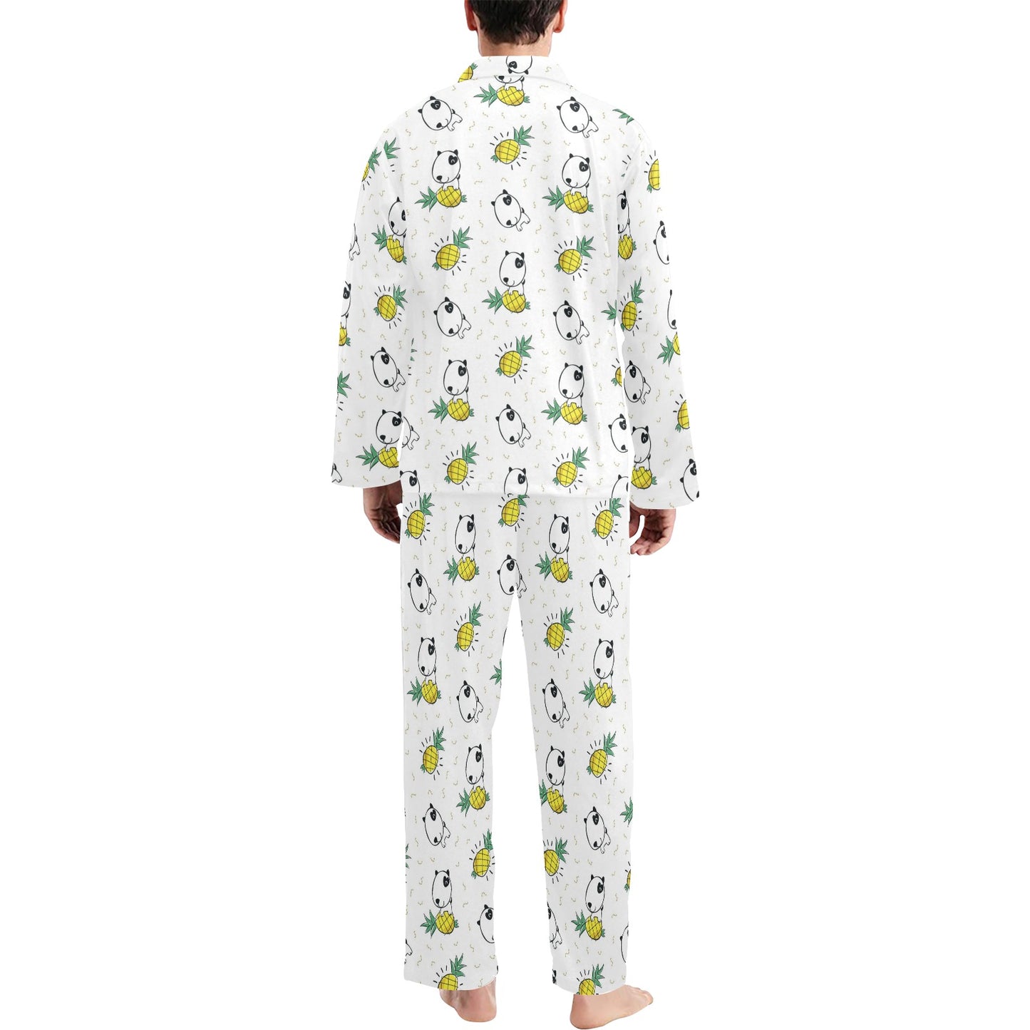 Bull Terriers Pattern Print Design 05 Men's Long Pajama Set