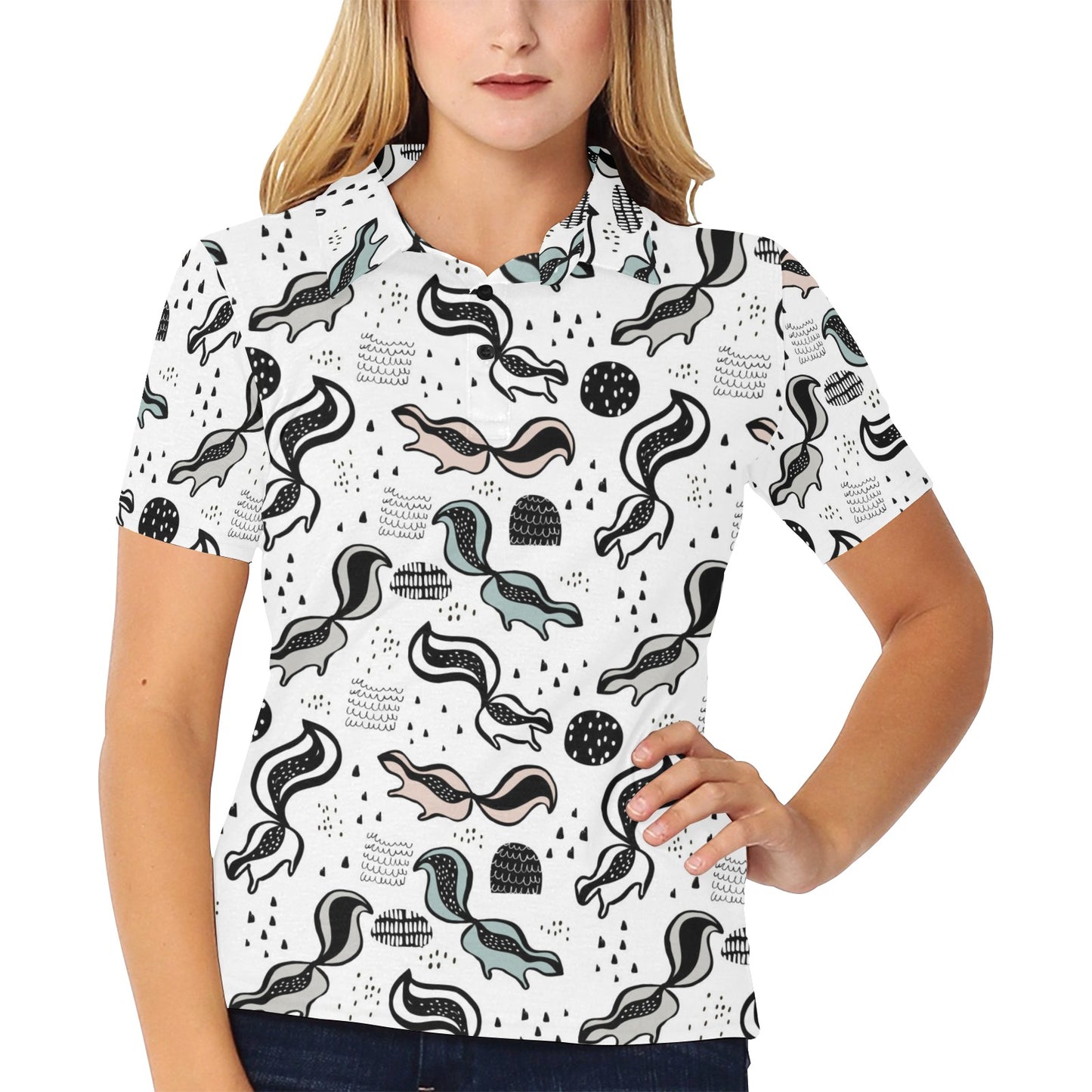 Skunk Print Design LKS303 Women's Polo Shirt