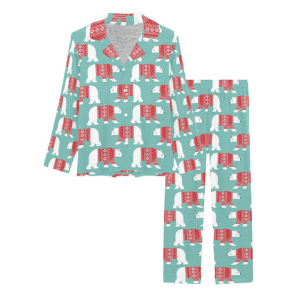 Polar Bear Pattern Print Design A04 Women's Long Pajama Set