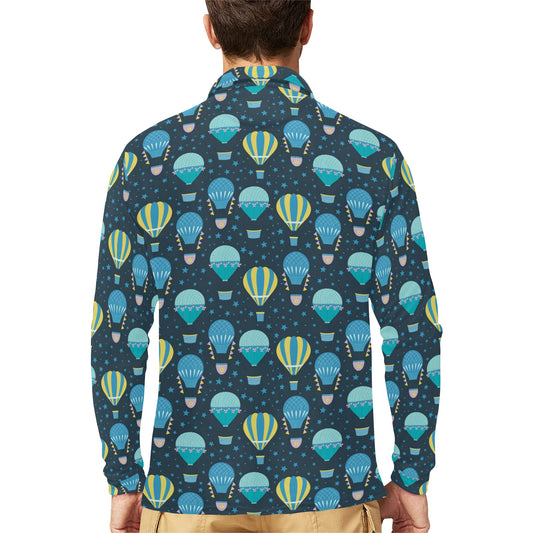 Ballon Pattern Print Design 06 Long Sleeve Polo Shirt For Men's