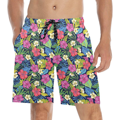 Hibiscus Print Design LKS3010 Men's Swim Trunks Beach Shorts