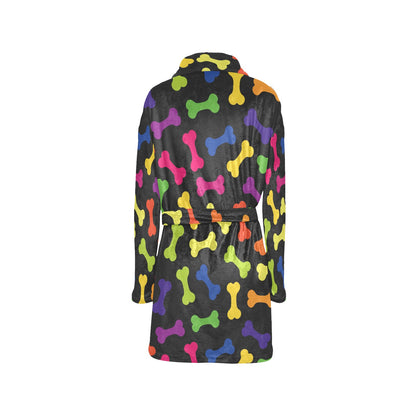 Dog Bone Neon Color Pattern Print Design 02 Women's Fleece Robe
