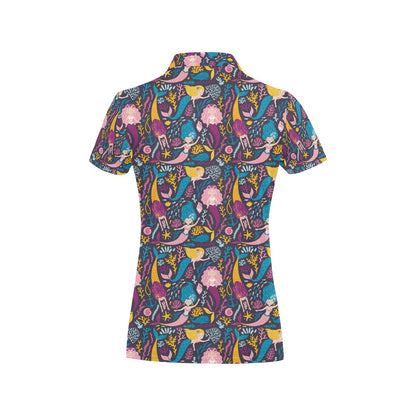 Mermaid Pattern Print Design 08 Women's Polo Shirt