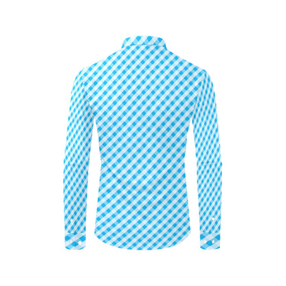 Gingham Print Design LKS401 Men's Long Sleeve Dress Shirt