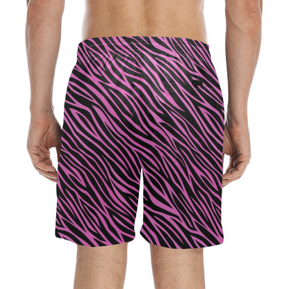 Zebra Pink Print Design LKS304 Men's Swim Trunks Beach Shorts