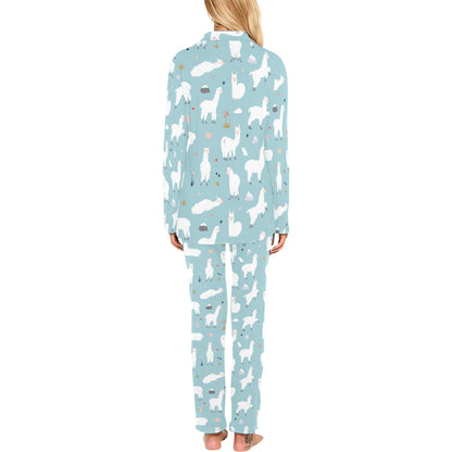 Alpaca Pattern Print Design 02 Women's Long Pajama Set
