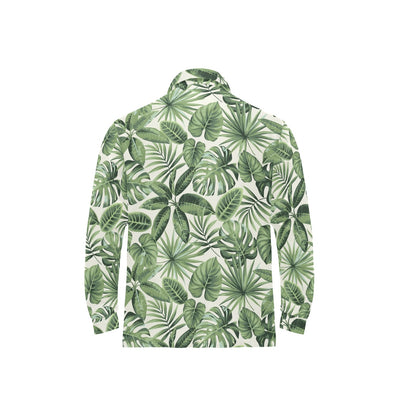Palm Leaves Pattern Print Design PL014 Long Sleeve Polo Shirt For Men's