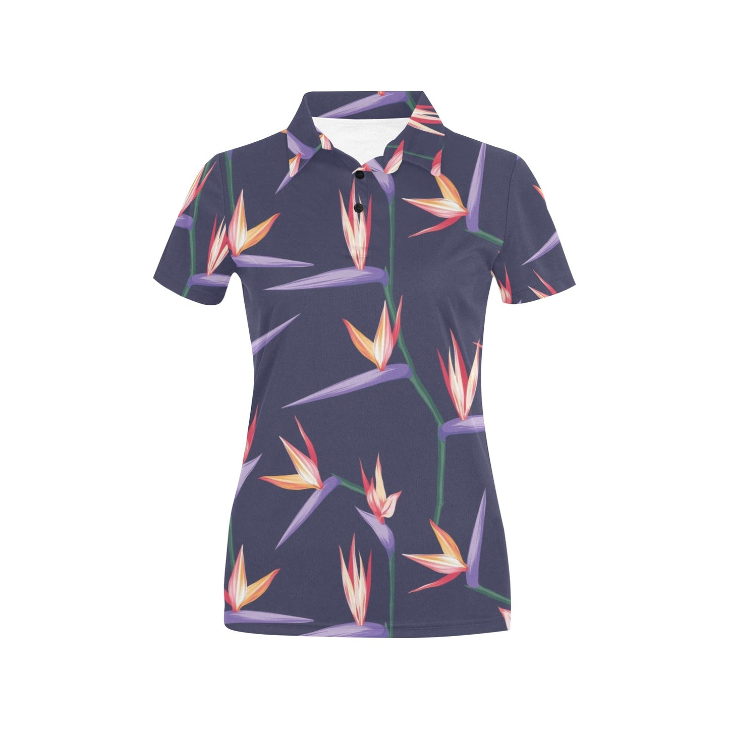 Bird Of Paradise Pattern Print Design BOP015 Women's Polo Shirt