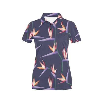 Bird Of Paradise Pattern Print Design BOP015 Women's Polo Shirt