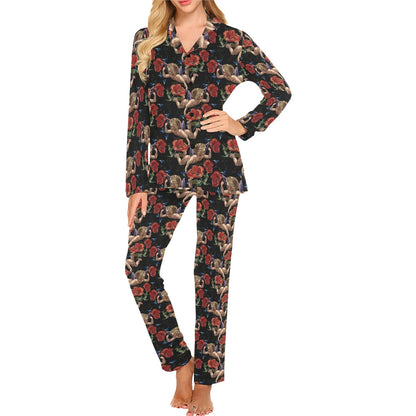 Cupid Pattern Print Design 05 Women's Long Pajama Set