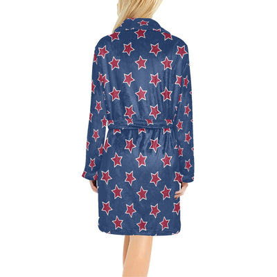 Star Red Blue Print Design LKS301 Women's Fleece Robe