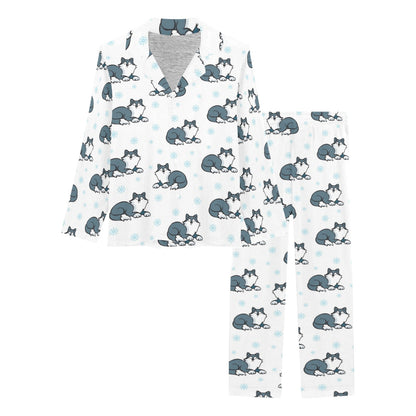 Alaskan Malamute Pattern Print Design 03 Women's Long Pajama Set
