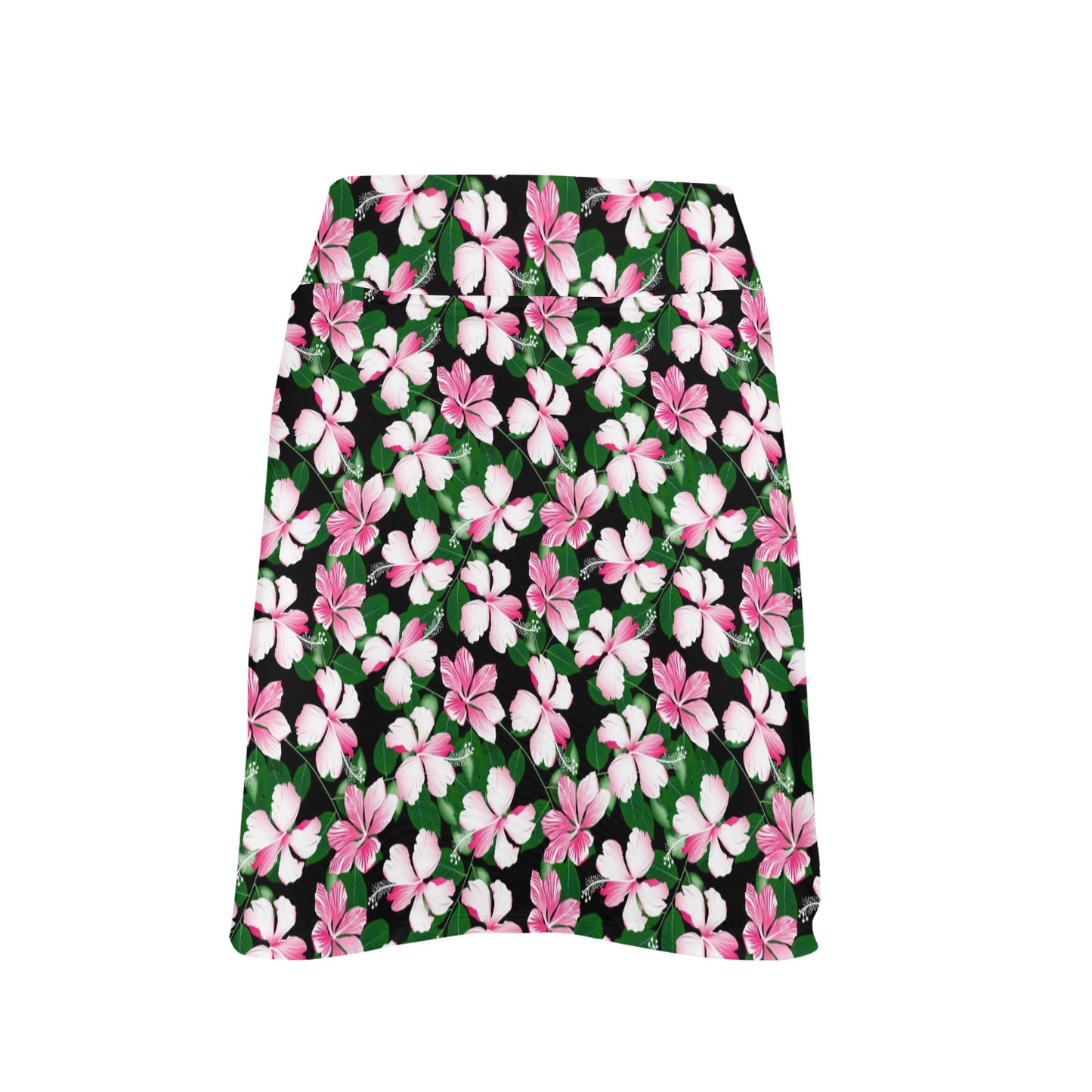 Hibiscus Pink Flower Hawaiian Print 17" Golf & Pickleball Skort with Pockets