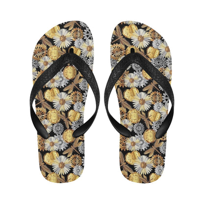 Steampunk Dragonfly Print Design LKS302 Flip Flops