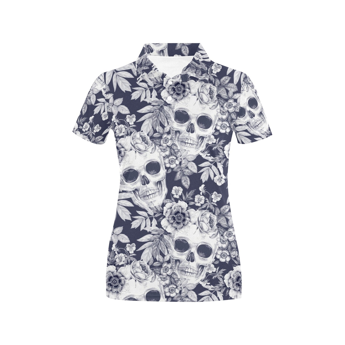 Skull Floral Beautiful Women's Polo Shirt