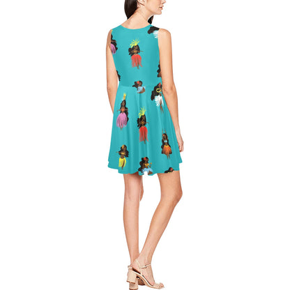 Hula Dancers Pattern Print Design 04 Sleeveless Dress