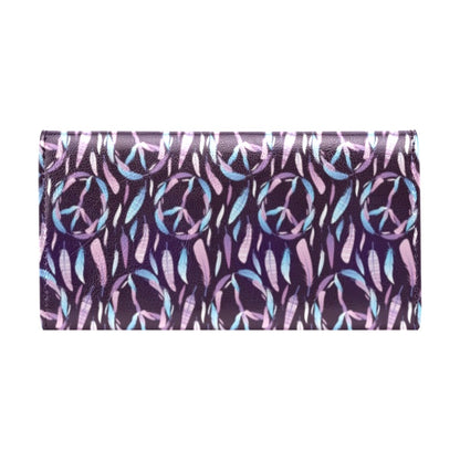 Peace Sign Feather Design Print Women's Trifold Wallet