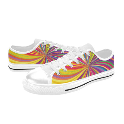 Vortex Print Design LKS301 Women's White Low Top Shoes