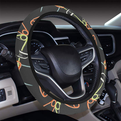 Safety Pin Print Design LKS301 Steering Wheel Cover with Elastic Edge