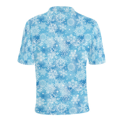 Snowflake Blue Print Design LKS301 Men Polo Shirt