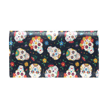 Sugar Skull Print Design LKS305 Women's Trifold Wallet