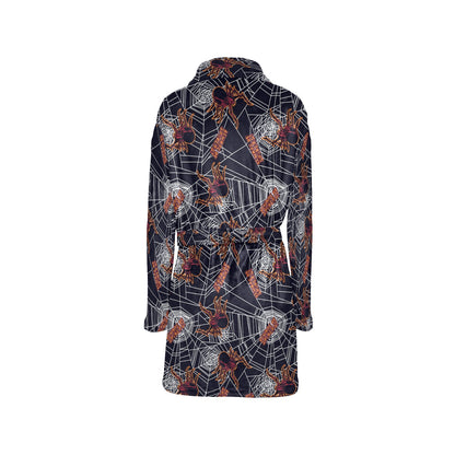 Tarantula Spiderwebs Pattern Print Design 01 Women's Fleece Robe