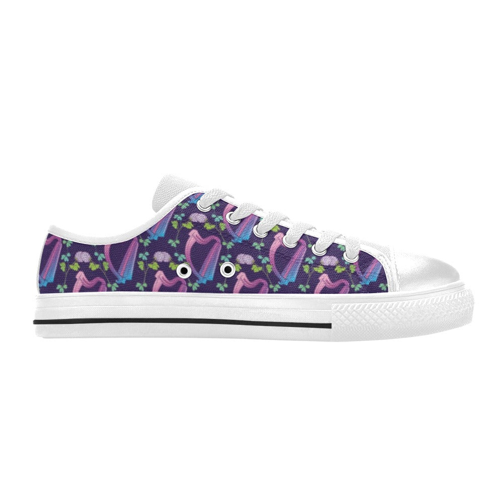 Harp Print Design LKS403 Women's White Low Top Shoes