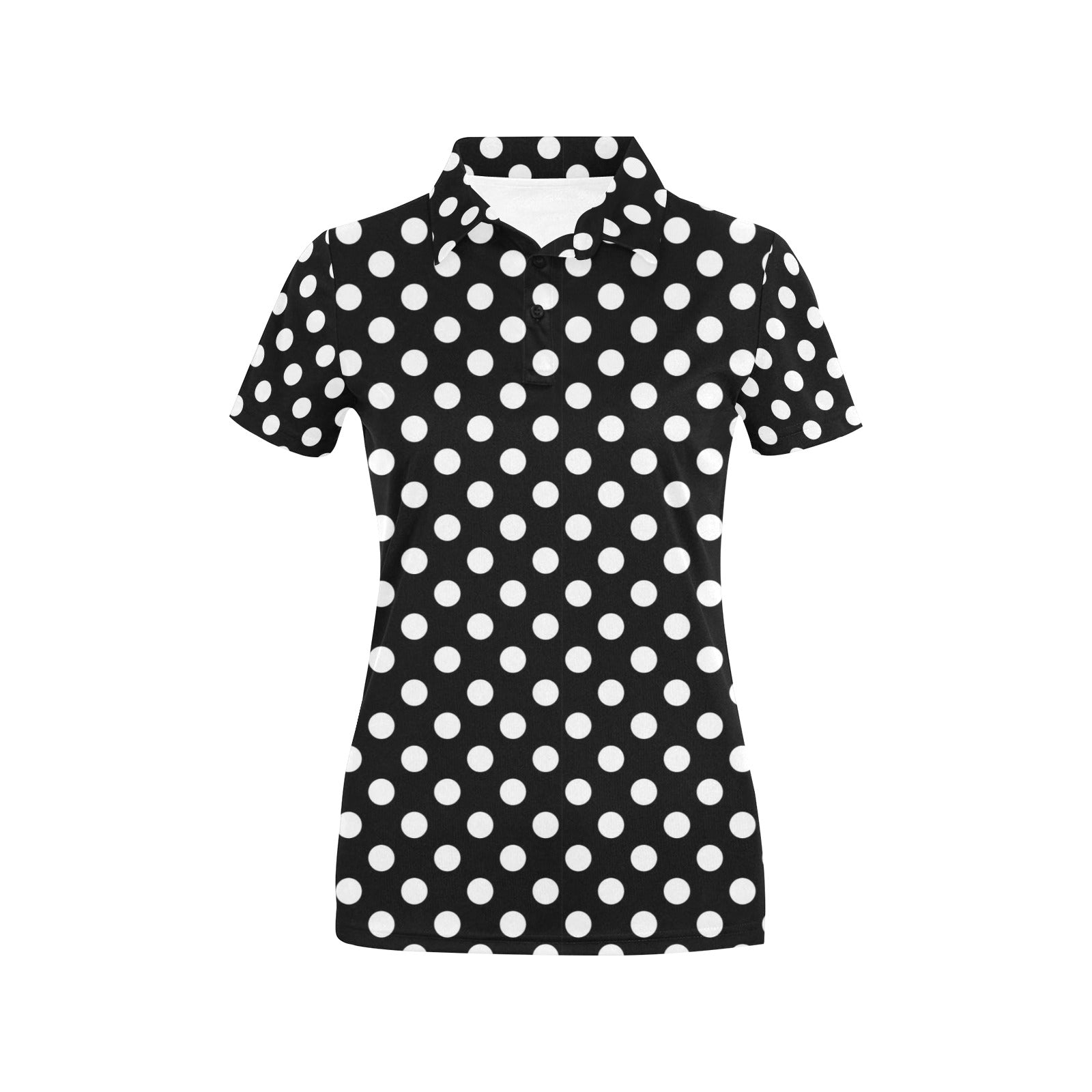 Polka Dot Black White Pattern Print Design 03 Women's Polo Shirt