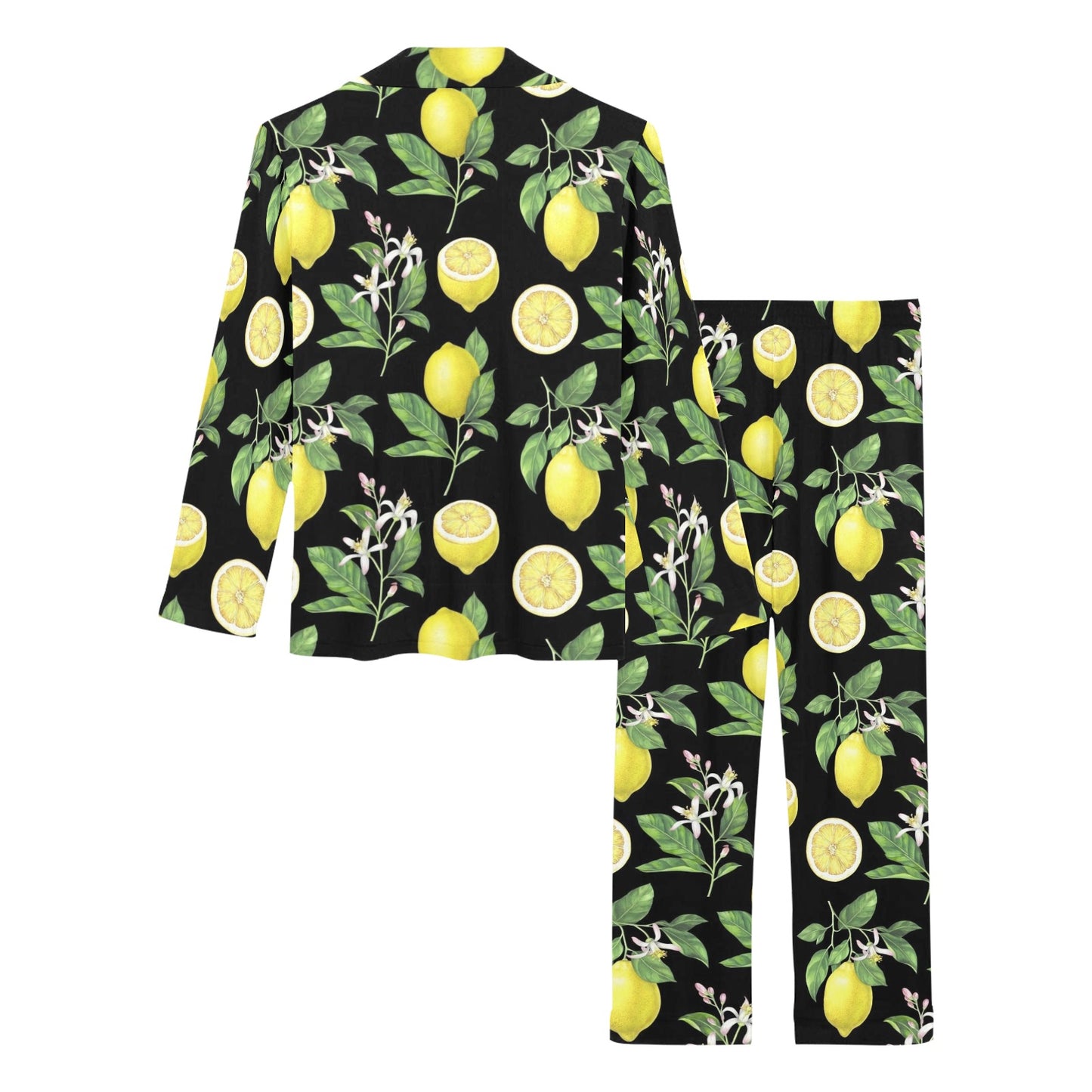 Lemon Pattern Print Design LM02 Women's Long Pajama Set