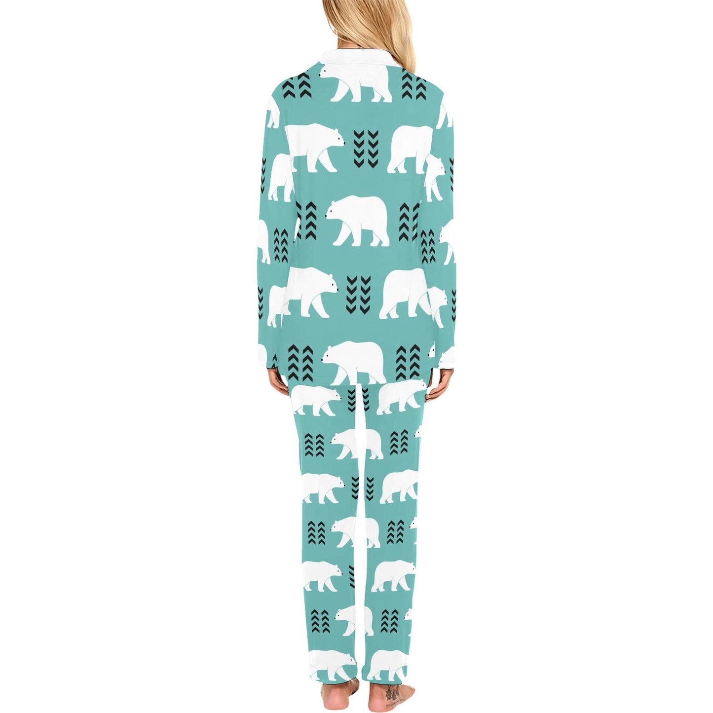 Polar Bear Pattern Print Design A05 Women's Long Pajama Set