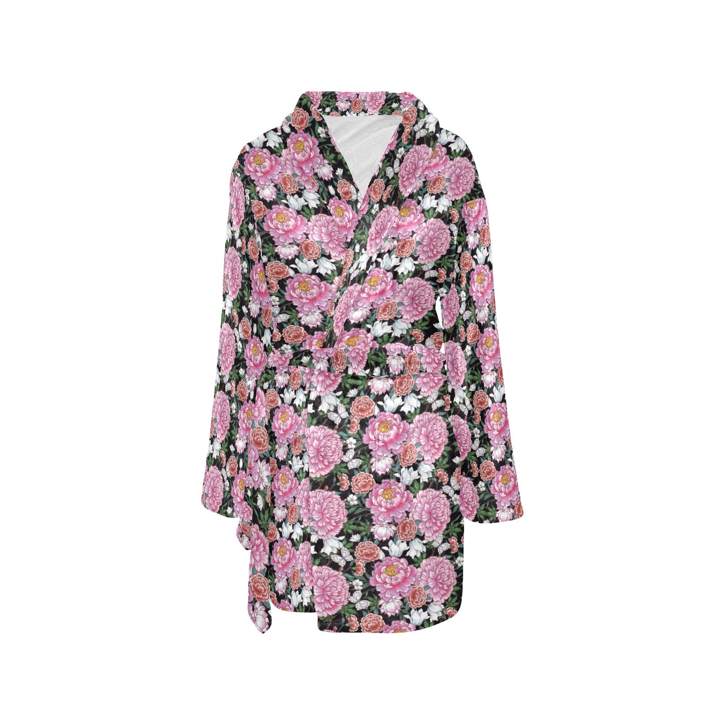 Dahlia Pattern Print Design 02 Women's Fleece Robe