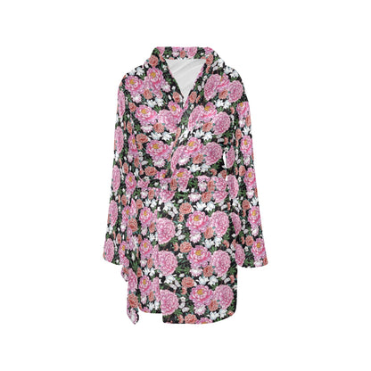 Dahlia Pattern Print Design 02 Women's Fleece Robe