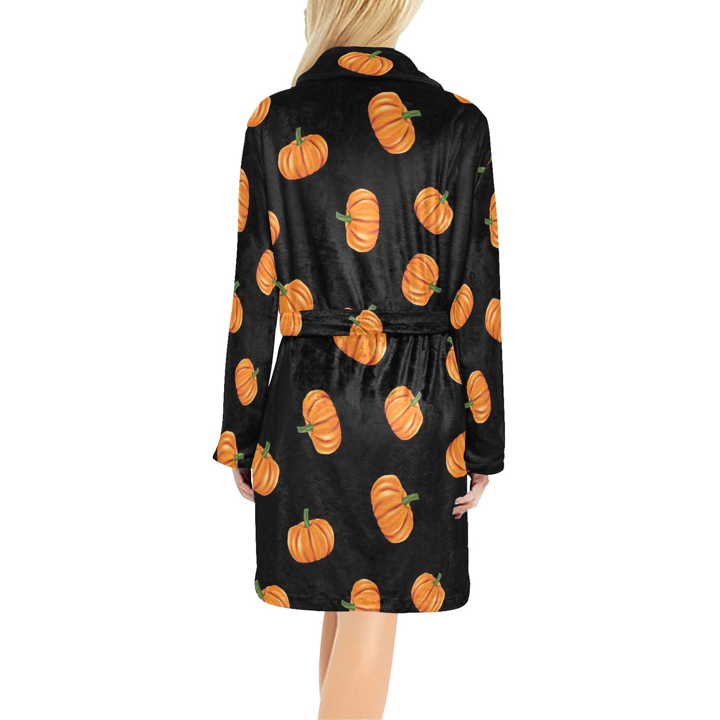 Pumpkin Pattern Print Design A05 Women's Fleece Robe